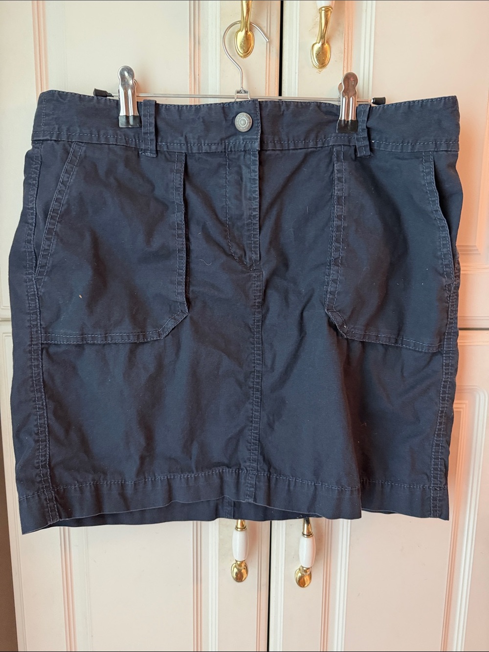 Loft Ann Taylor Navy Utility Pocket Mini Skirt